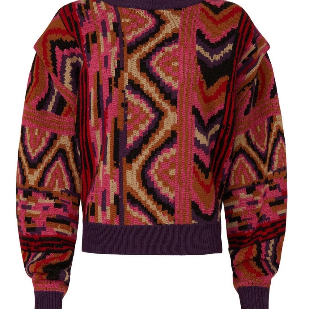 FARM Rio Striped Multicolor Patchwork Sweater - image 9